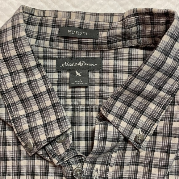 Eddie Bauer Relaxed Fit Plaid Button Down Lightweight Flannel Shirt, Men’s L - Picture 6 of 12